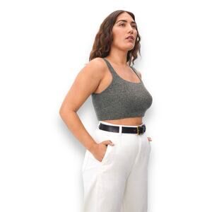NWT Everlane brand soft yak wool blend ribbed square crop tank top size Medium